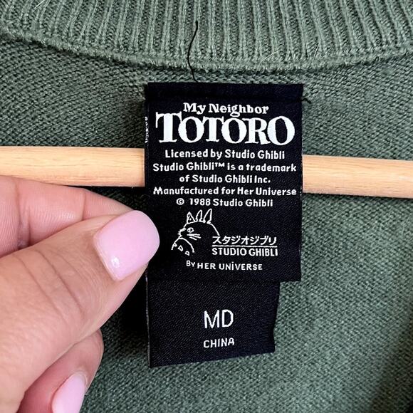 Studio Ghibli My Neighbor Totoro Panel Womens Cardigan Sweater Size M Mushroom - Picture 7 of 9
